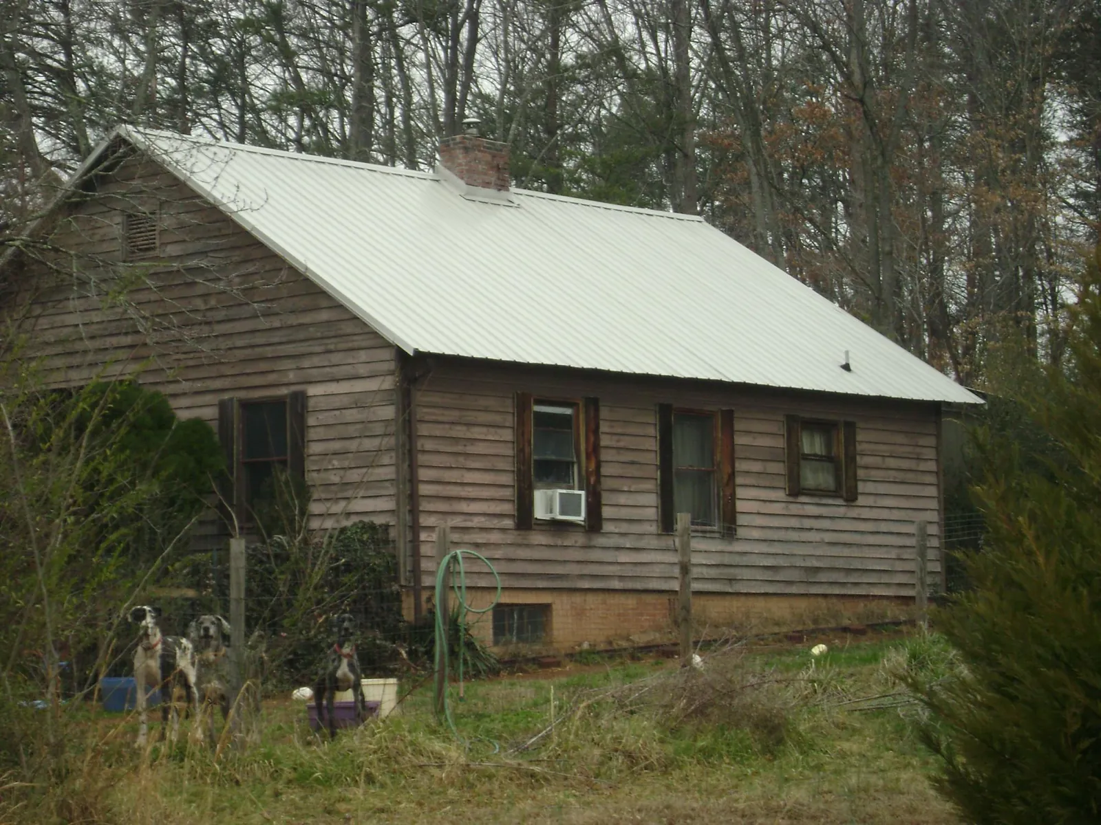 White metal roof on an old wood sided farmhouse, from a Metal Roof Installation job in Sciota